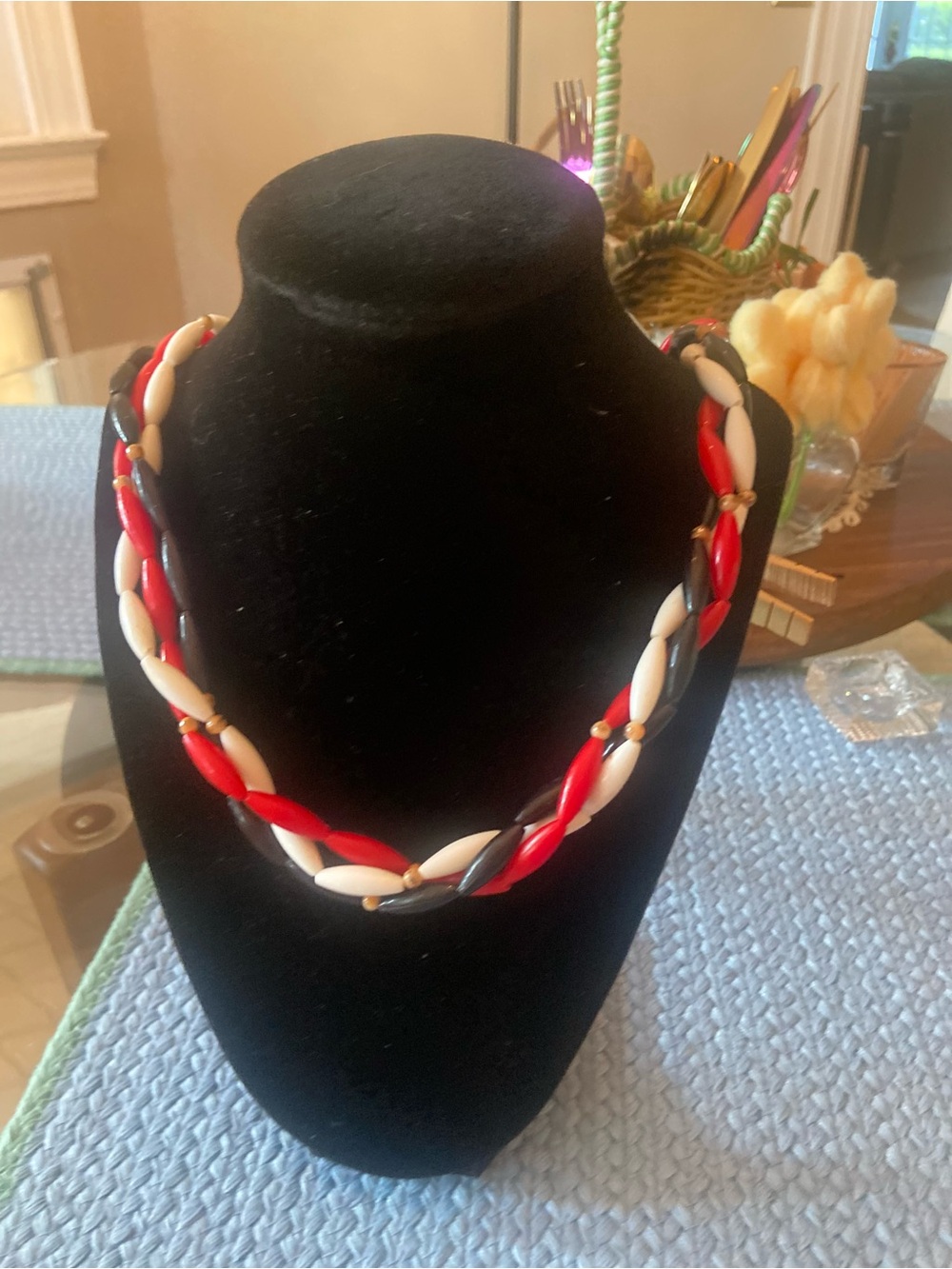 Red & White Twisted Bead Necklace - Women Jewelry